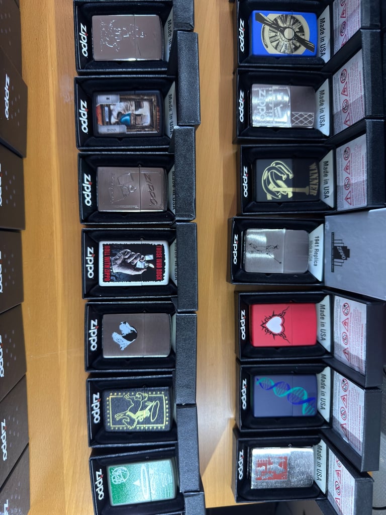 Zippo premium collection 104 lighters, display cases plus extras brand new unused 