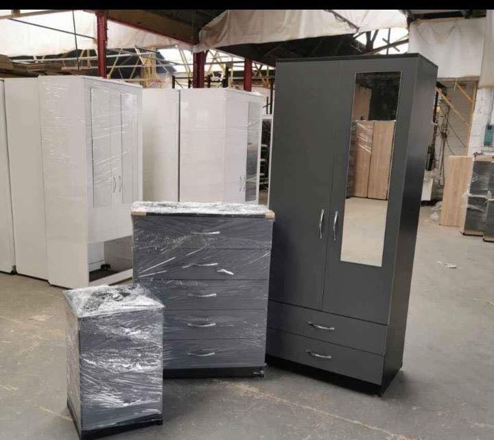 Modern Bedroom Furniture. Bedroom Suit Includes Bedside Tables, Chest of Drawers and Wardrobes