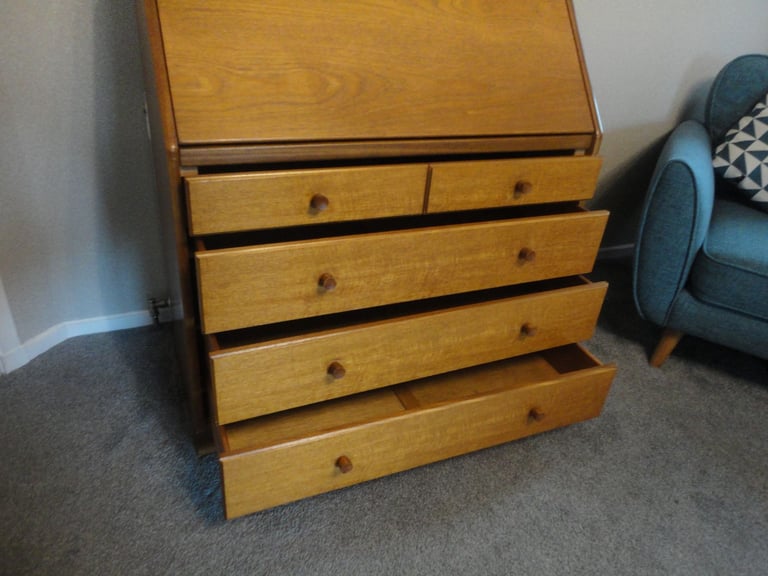 Mid century modern Nathan, retro writing buerau desk,with lock and key