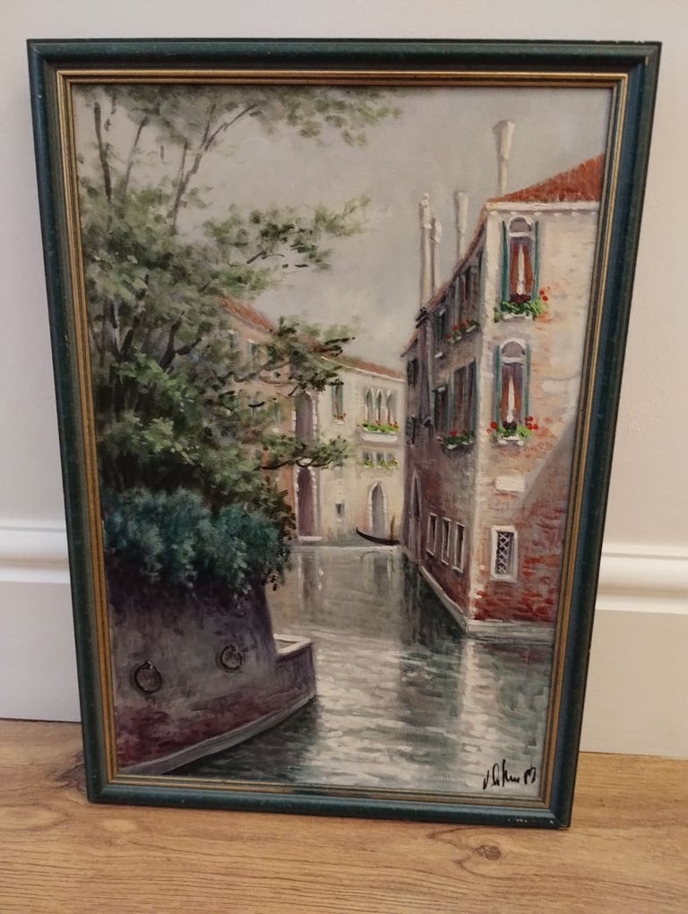 image for Oil painting Canal scene Venice ? Signed 88. Vgc.