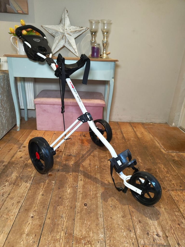 image for Ben Sayers SP Golf Trolley – 3 Wheel Foldable Push Cart, White