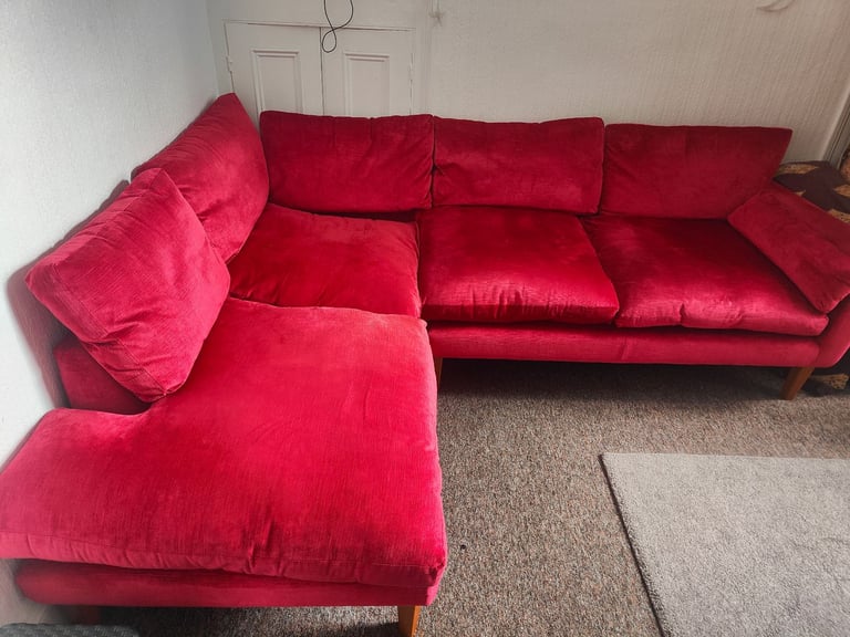 Sumptuous Red Raspberry Velvetty Laura Ashley Sofa - Good Condition only £100