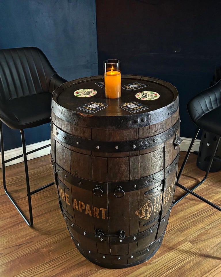 Whisky barrel drinks cabinet 