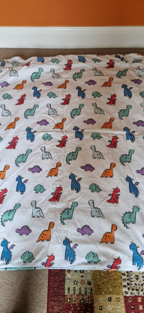 ONE COT QUILT WITH DINOSAUR QUILT COVER. EXCELLENT CONDITION.