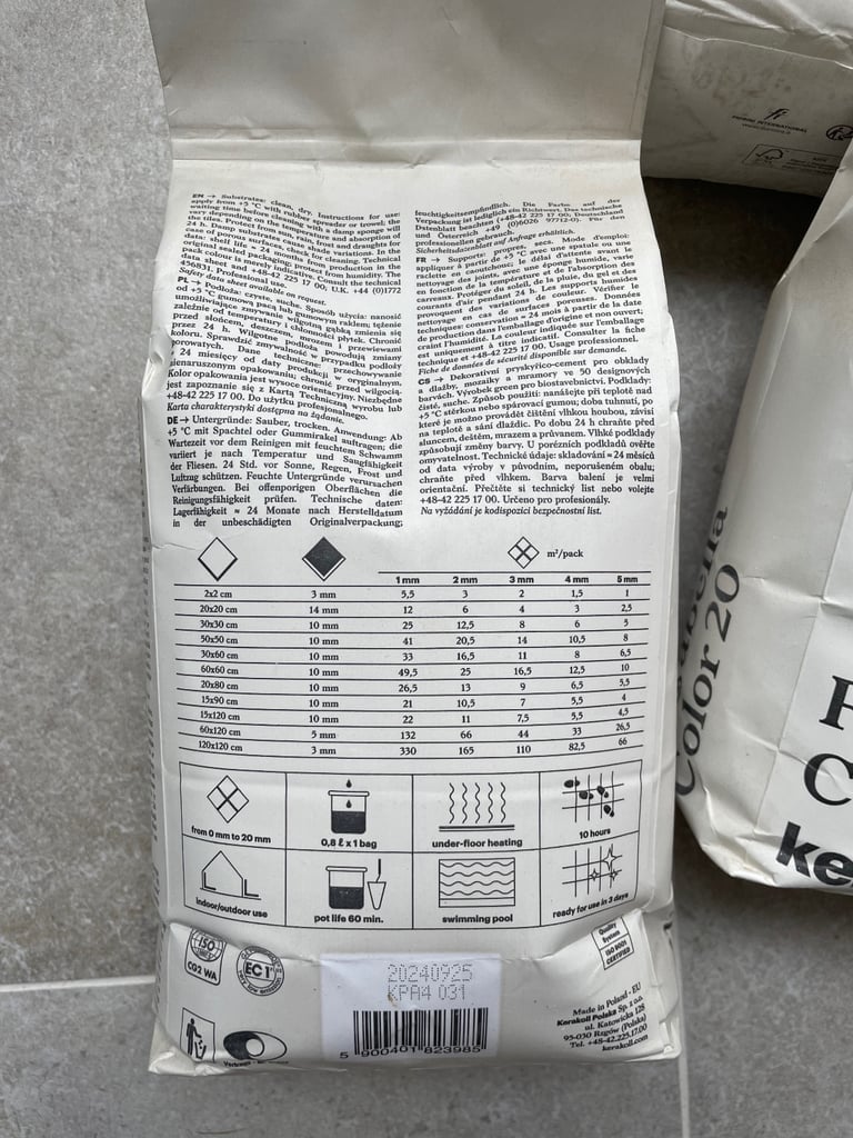 Kerakoll fugabella grout, colour 20