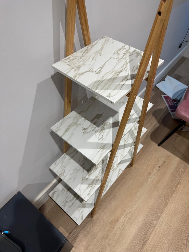FREE DELIVERY WHITE MARBLE EFFECT SHELVING UNIT GREAT CONDITION