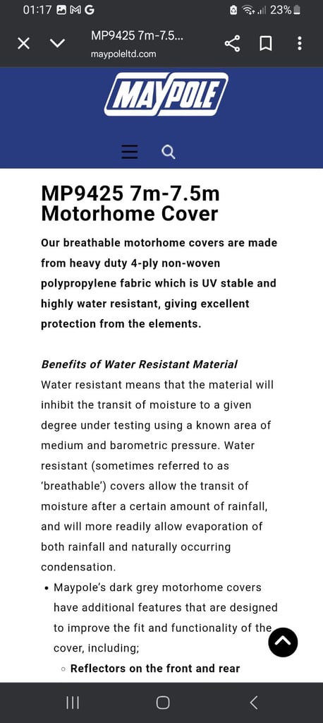 Motorhome Cover, new.