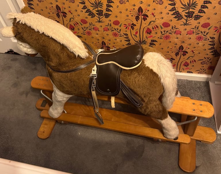 image for Mamas and papas brown and white rocking horse 