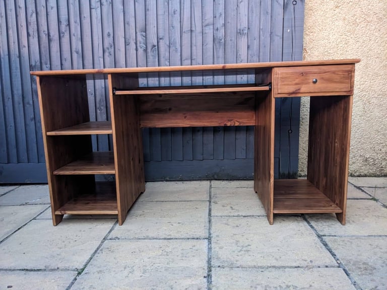 image for Solid wood desk, with room for PC.