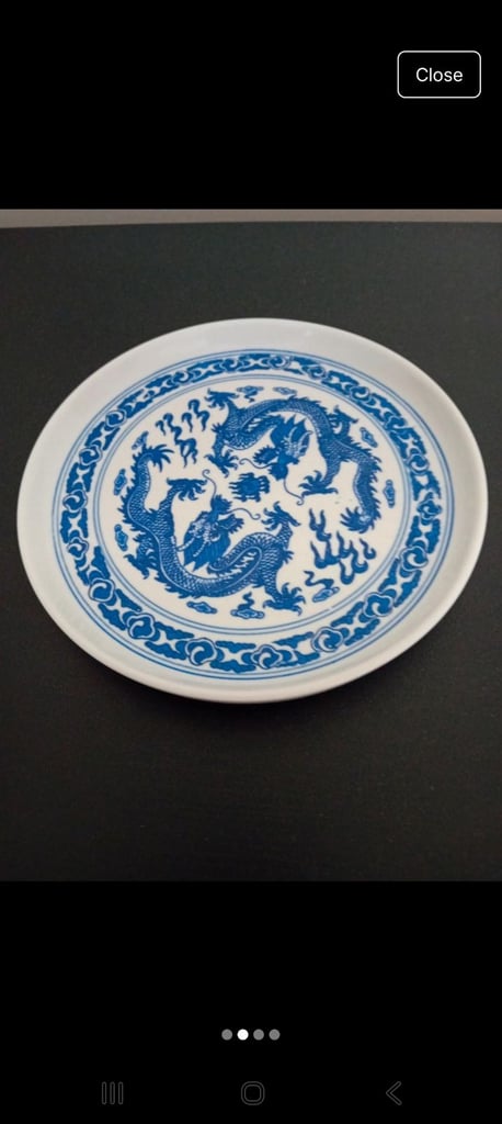 Charming 6 piece blue & white chinoiserie phoenix dragon mini tea set.