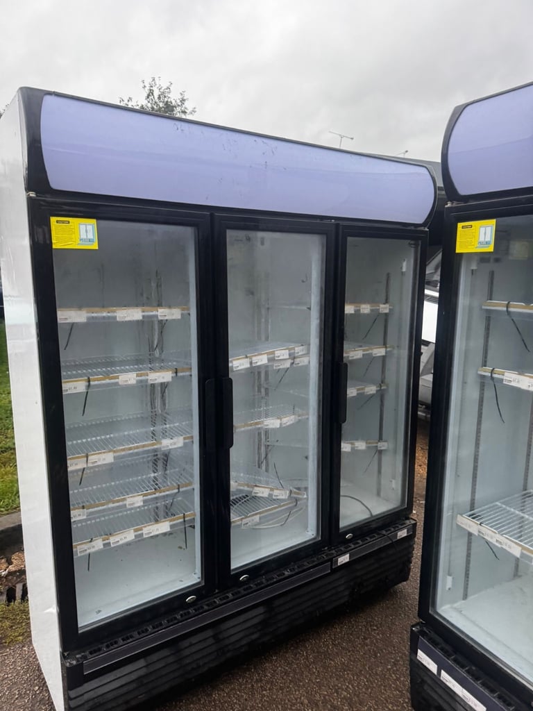 Commercial upright triple door glass display fridge cafe restaurant 