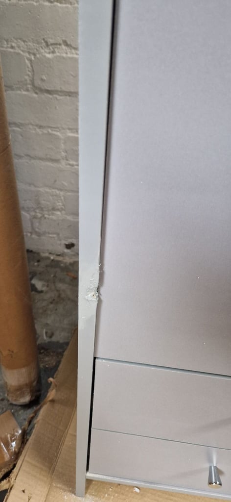 Argos home malibu wardrobe 2 doors/2 drawers - Grey - Assembled - Slight damage to front bottom 