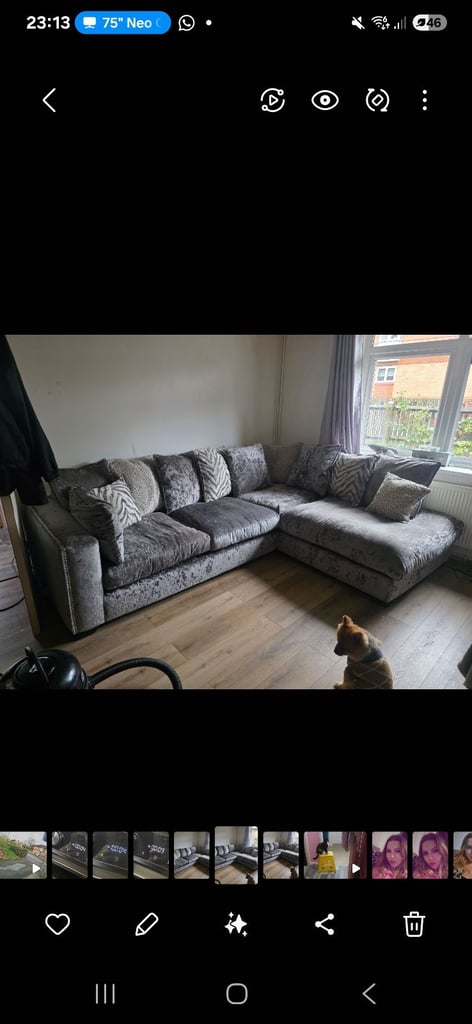 image for Dfs crushed velvet sofa set. Good condition 