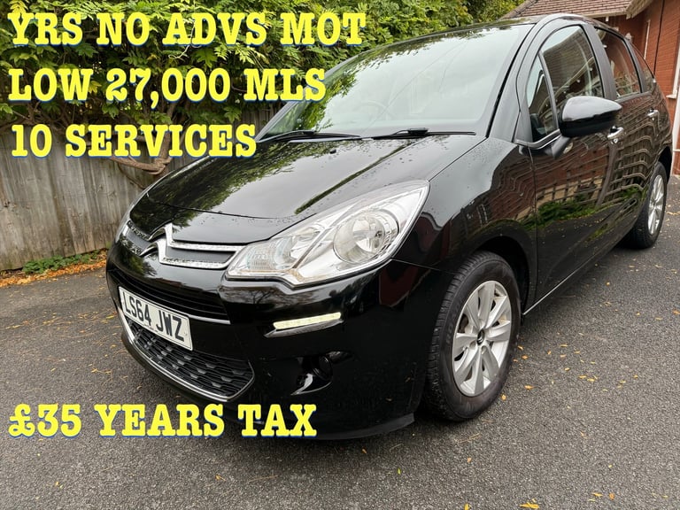 image for CITROEN C3 1.2 VTI 15 SVCS 3 MTH WARRANTY £35 YRS TAX 27,000 MLS YRS NO ADVS MOT 