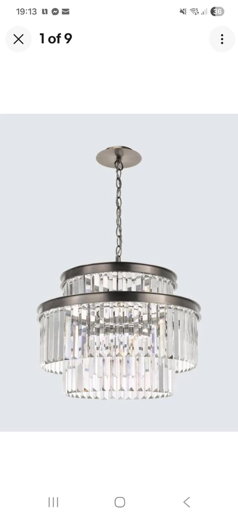 image for John Lewis Gatsby Tiered Glass Large Ceiling Light, Pewter MissingSome Crystal