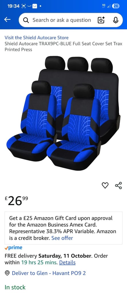 Car seat cover set universal fit 