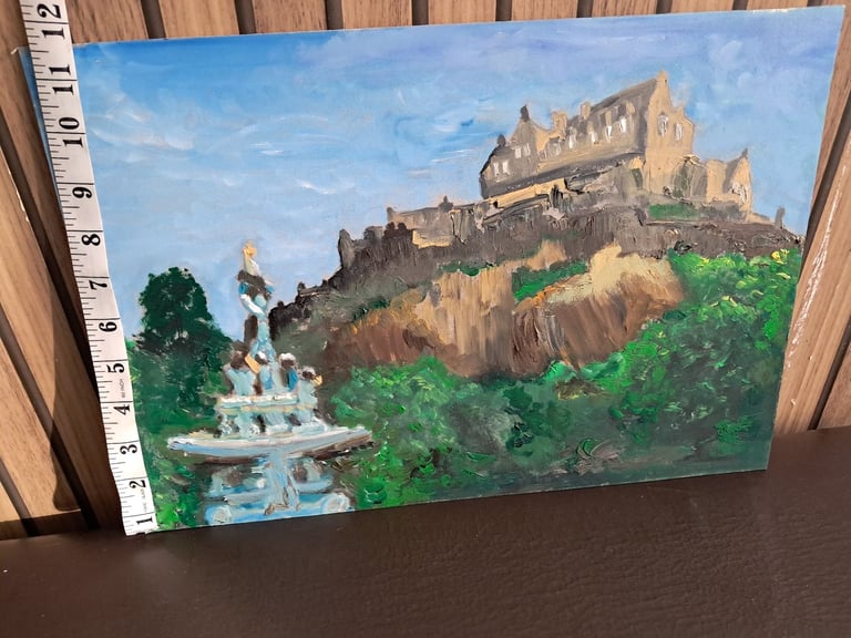 image for Hand painted Edinburgh Castle and Ross Fountain in Princes Street Gardens picture