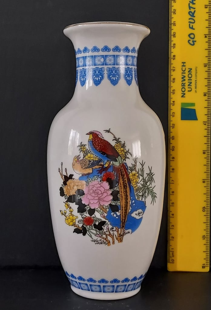 Bird and Floral Design Ceramic Vase 20 cm Tall