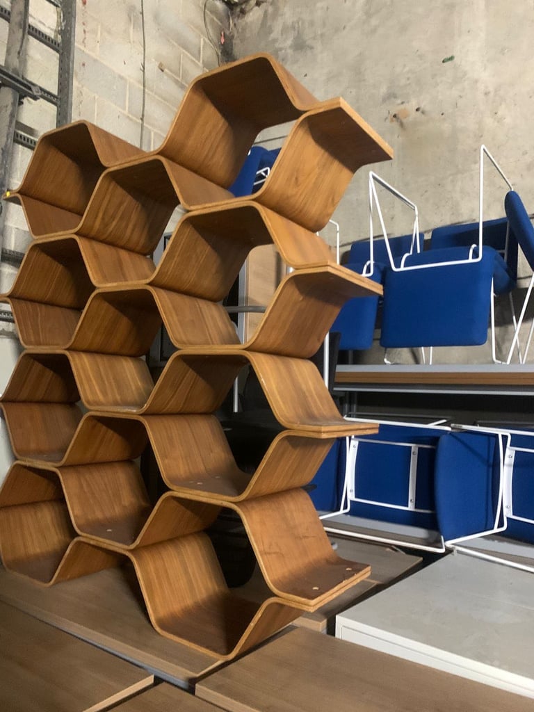 image for Honeycomb Polygon Bentwood Shelving Unit Room Divider