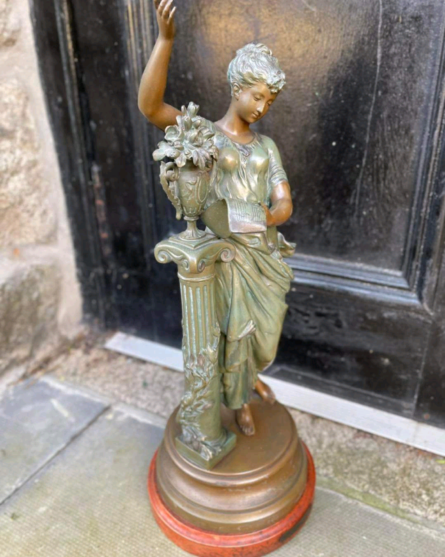 Bronze Figures Two Antique French Bronze Spelter Female Figures