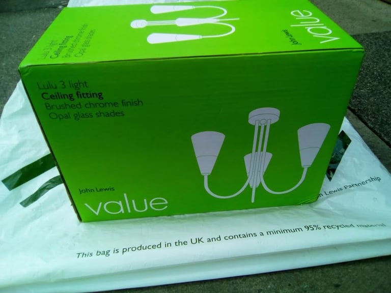Unused, John Lewis 'Lulu' Chrome/Glass ceiling light fitting
