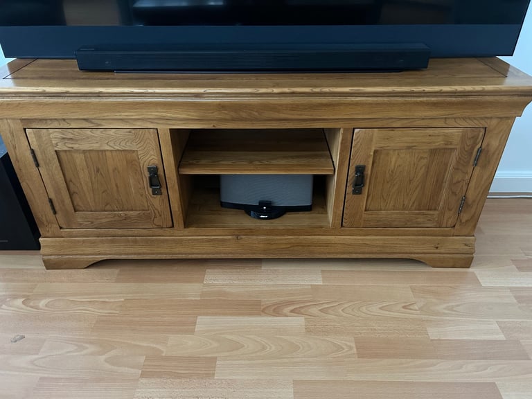 image for Rustic solid oak large tv unit
