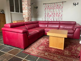 Used Red Leather Sofa