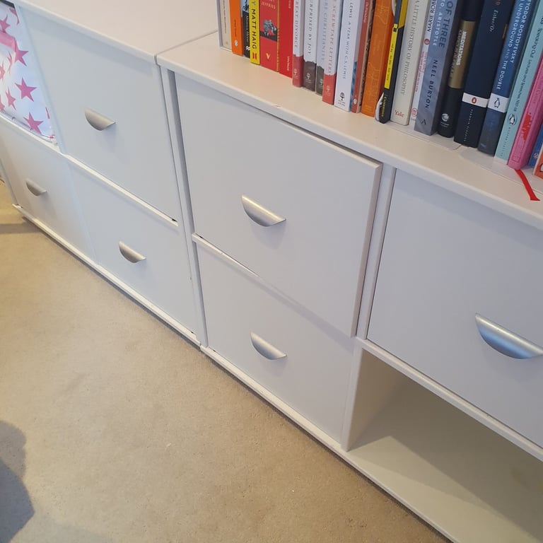 Bedroom White Cupboards with matching baskets 