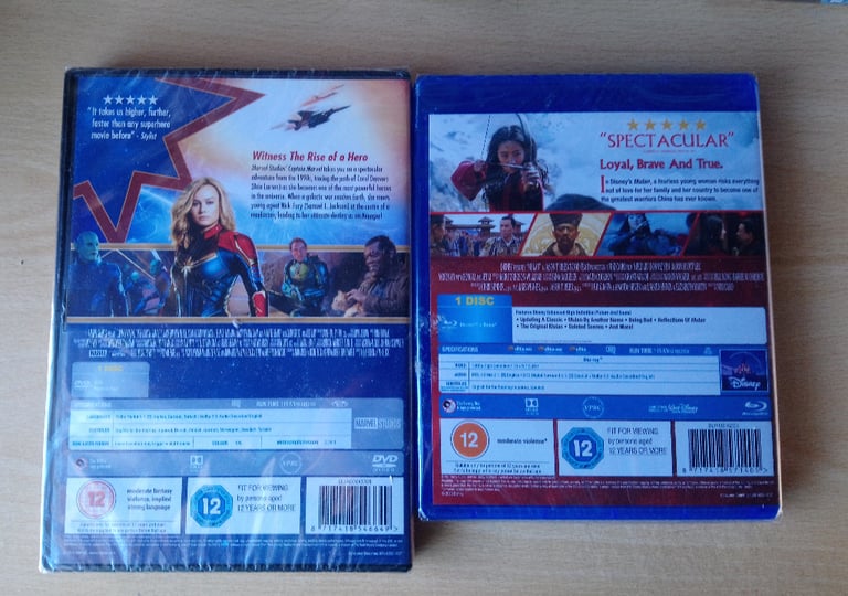 Captain Marvel Dvd / Mulan Blu-ray NEW shrink wrapped 