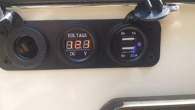 Camper van sink and gas burner hob with 2x USB and cigarette lighter style charging ports