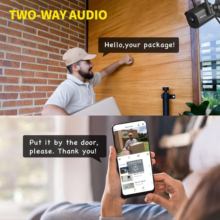 Wireless Security Camera 2-Way Audio- AI Motion Detection