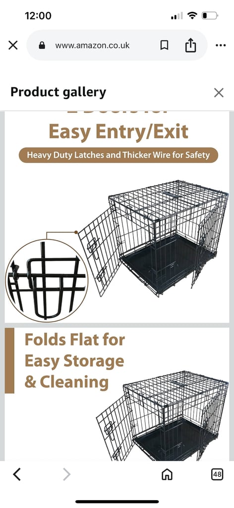 Ellie Bo black standard medium 30inch folding 2door dog crate with metal tray.