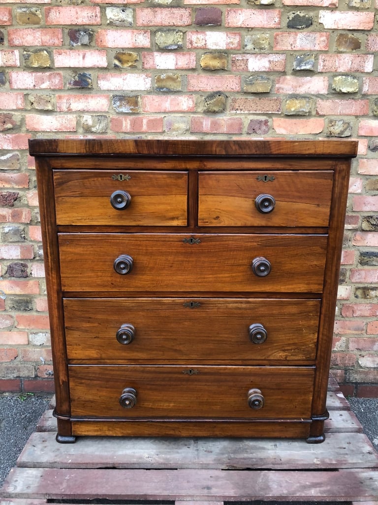 image for Antique Victorian wooden chest of drawers original condition 