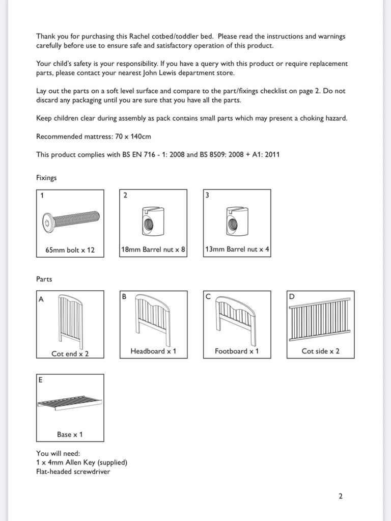 Rachel Bed Cot from John Lewis