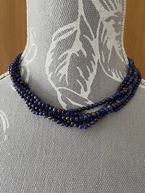 image for Vintage Lapis Lazuli Beaded Necklace