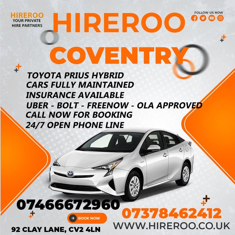 Wolverhampton Plate Cars Taxi Rentals Toyota Prius Hire Private