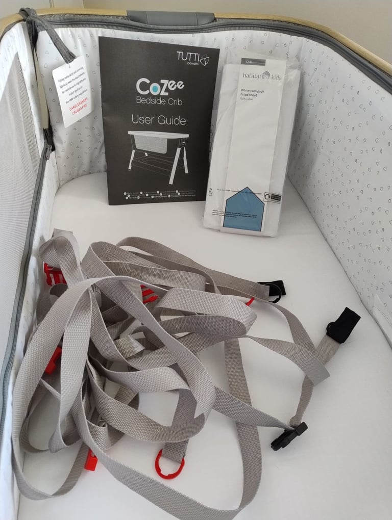 Tutti Bambini Cozee Bedside Crib, Oak and Charcoal Cot