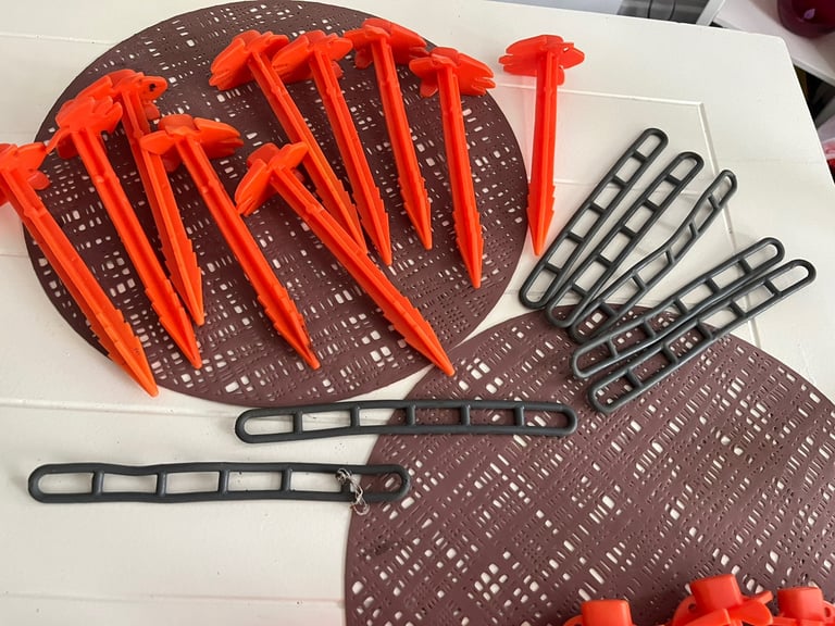 Camping Tent pegs red x27, or heavy duty bundles /mallet garden toys