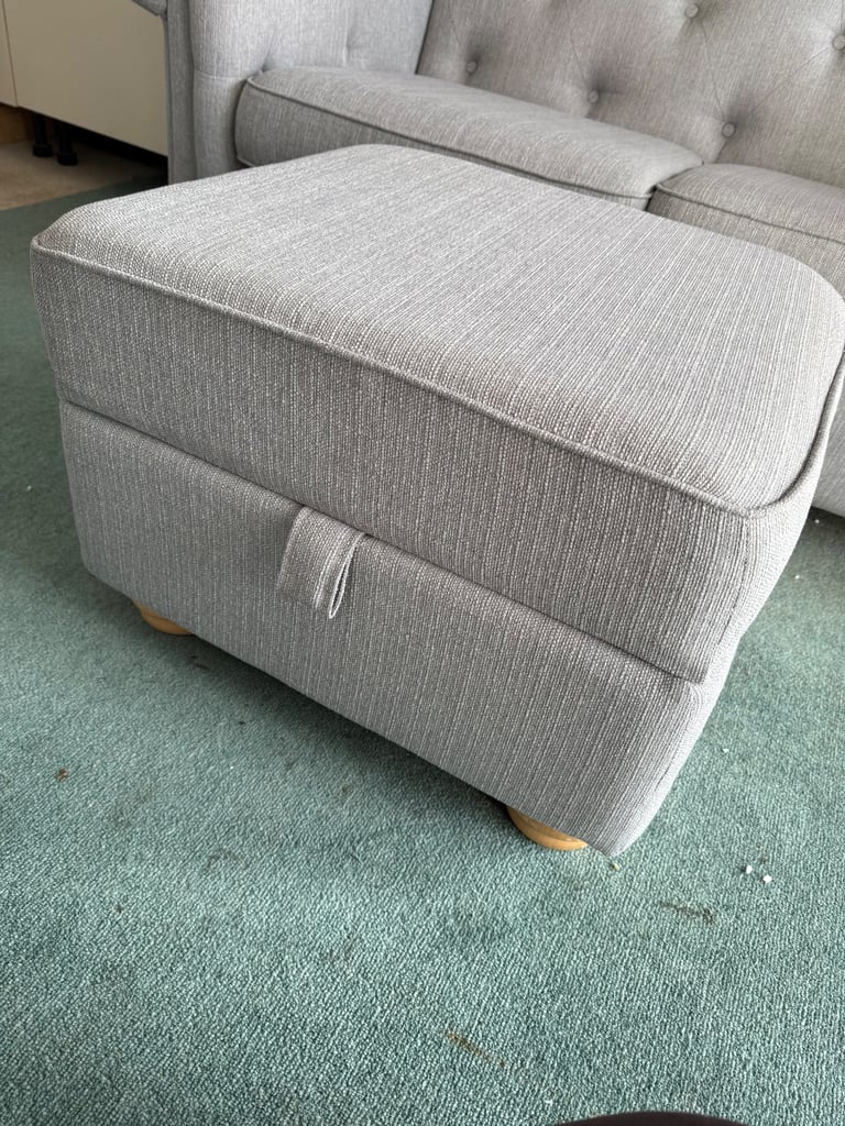 Grey Chesterfield Sofa and Footstool