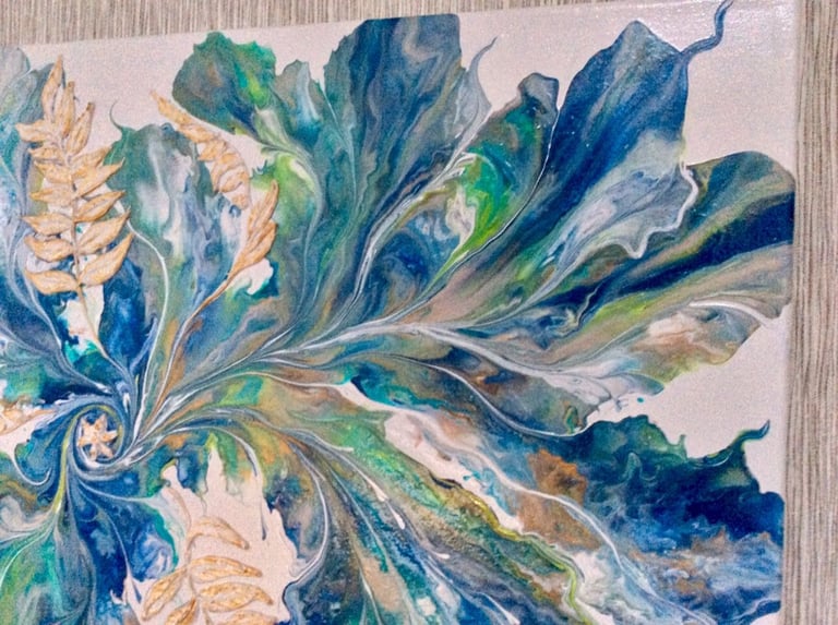 Original acrylic painting,  botanical design texture,  abstract artwork 