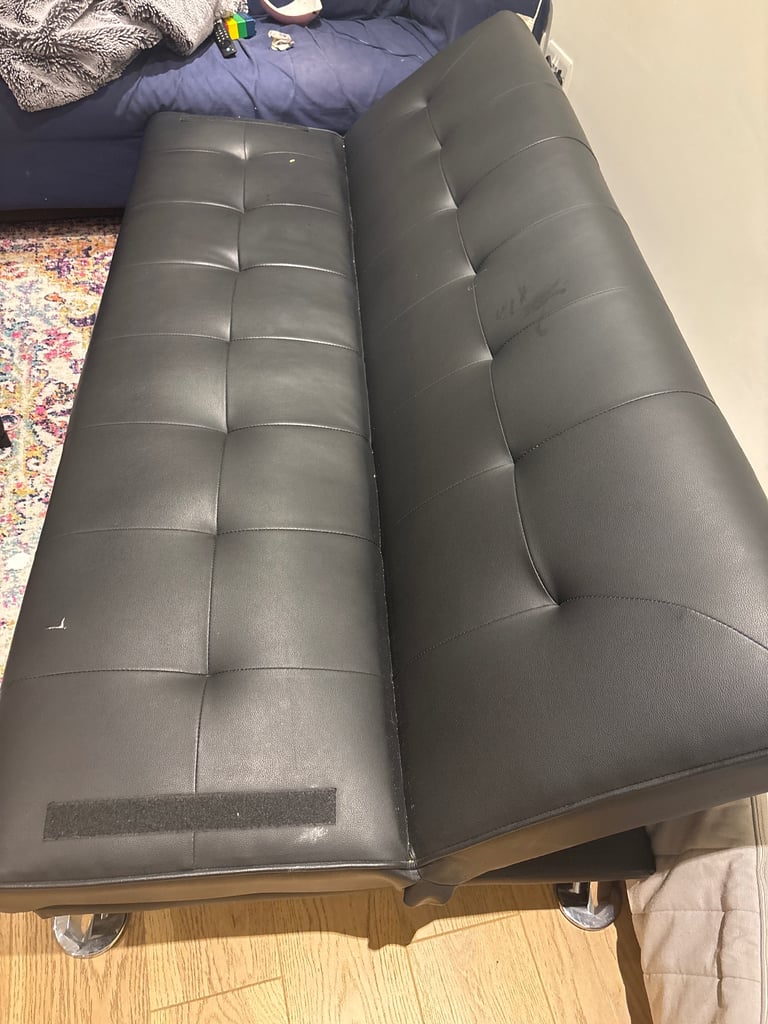 Price reduction Black leather sofa bed 