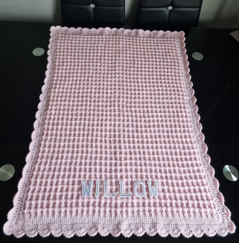Crochet Baby Blanket, Personalised, Girls and Boys colours available