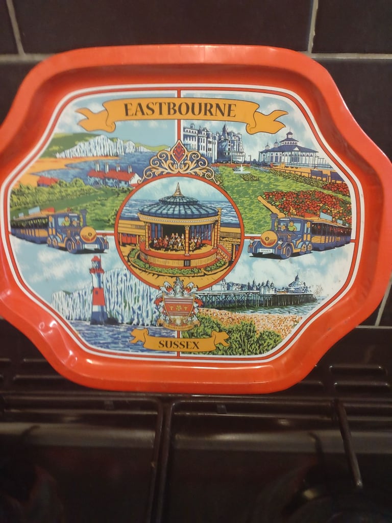 image for Metal tray  with  eastby Sussex on it  pick up only 