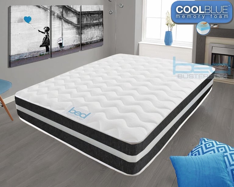 Cool Blue Memory Foam Quilted Sprung Double Mattress (VGC)