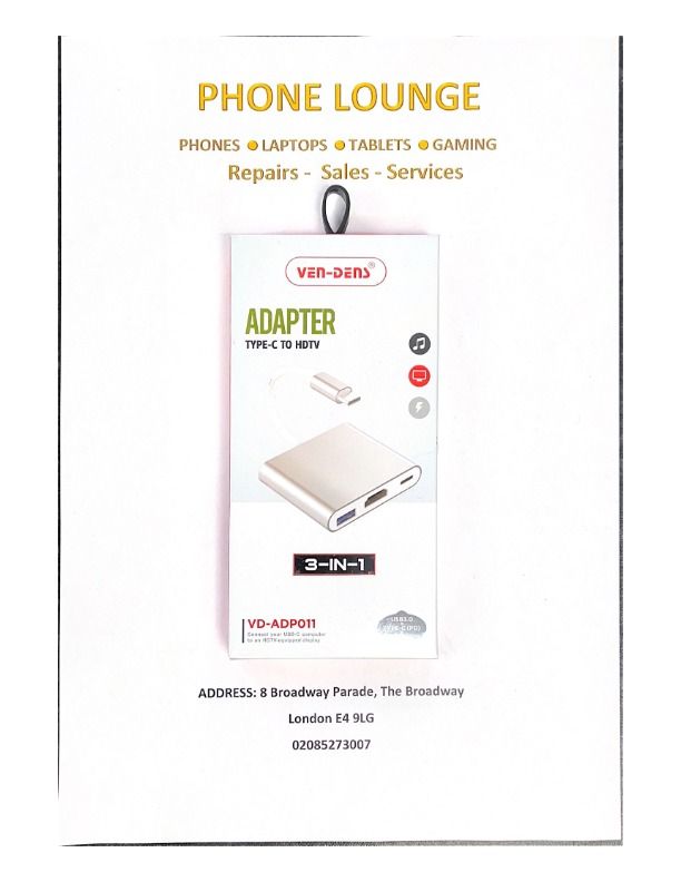 image for VEN DENS Type C to HDMI 3-in-1 Adaptor