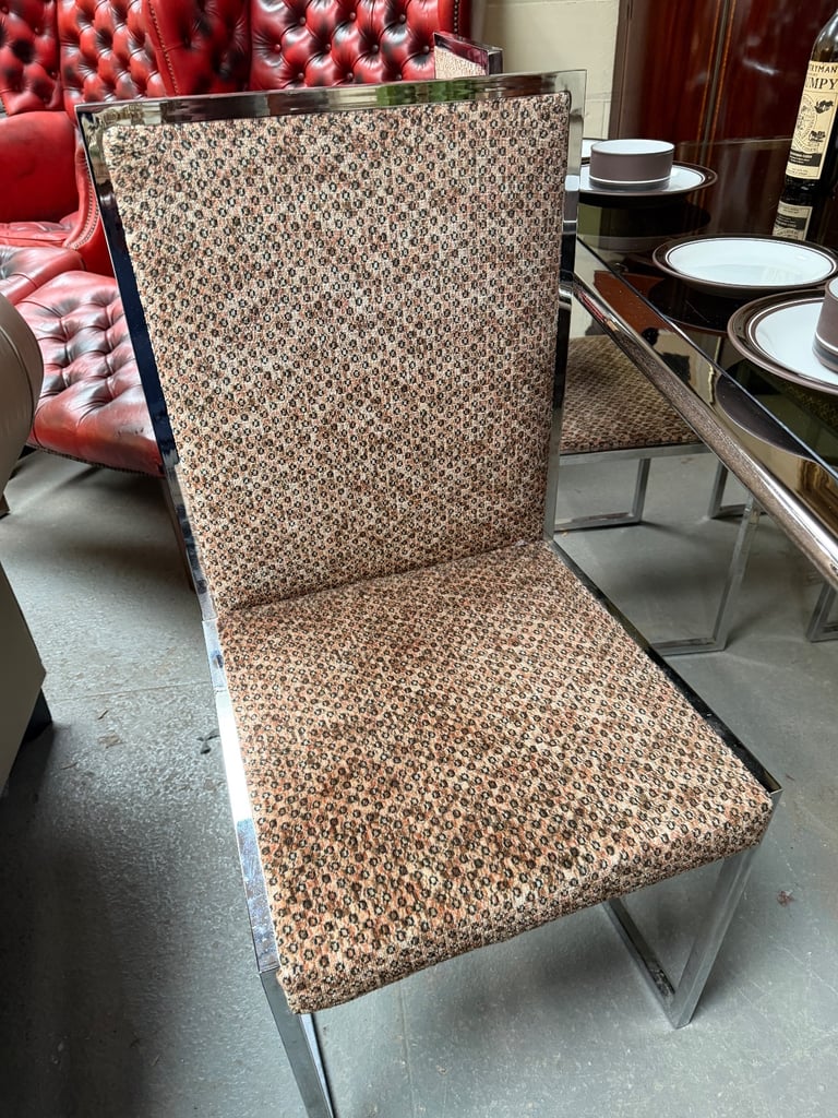 Mid-Century Italian F.lli Orsenigo Chrome & Smoked Glass Dining Suite