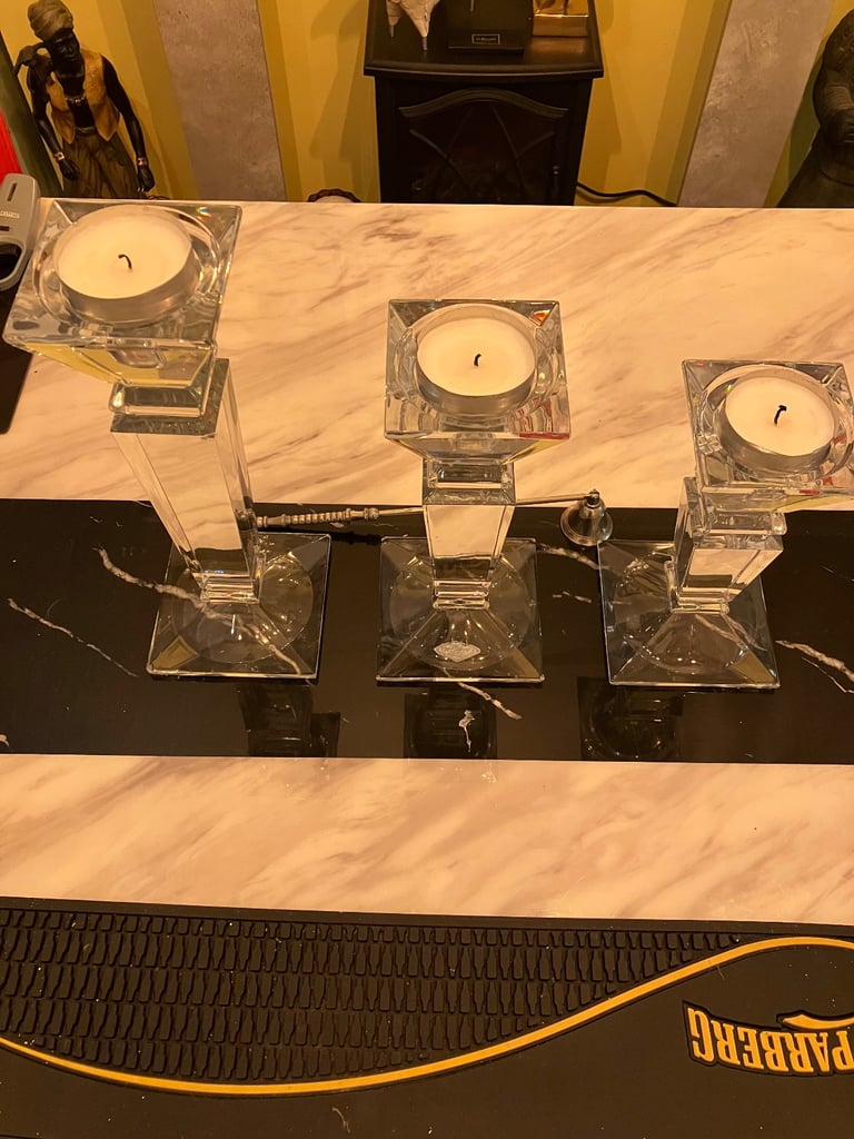 Shanon crystal candle holders x3 
