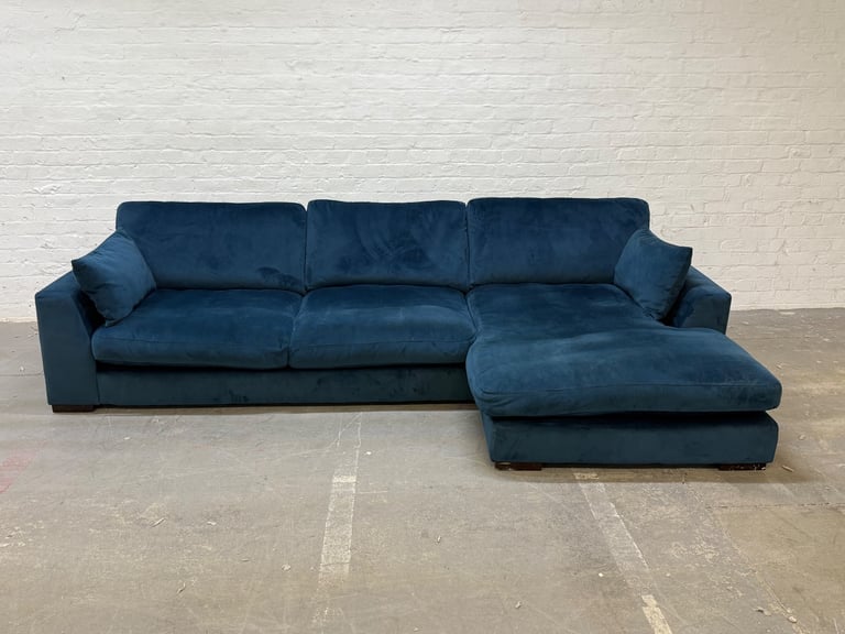 DFS Plush Velvet Corner Sofa with Matching Footstool RRP £1699