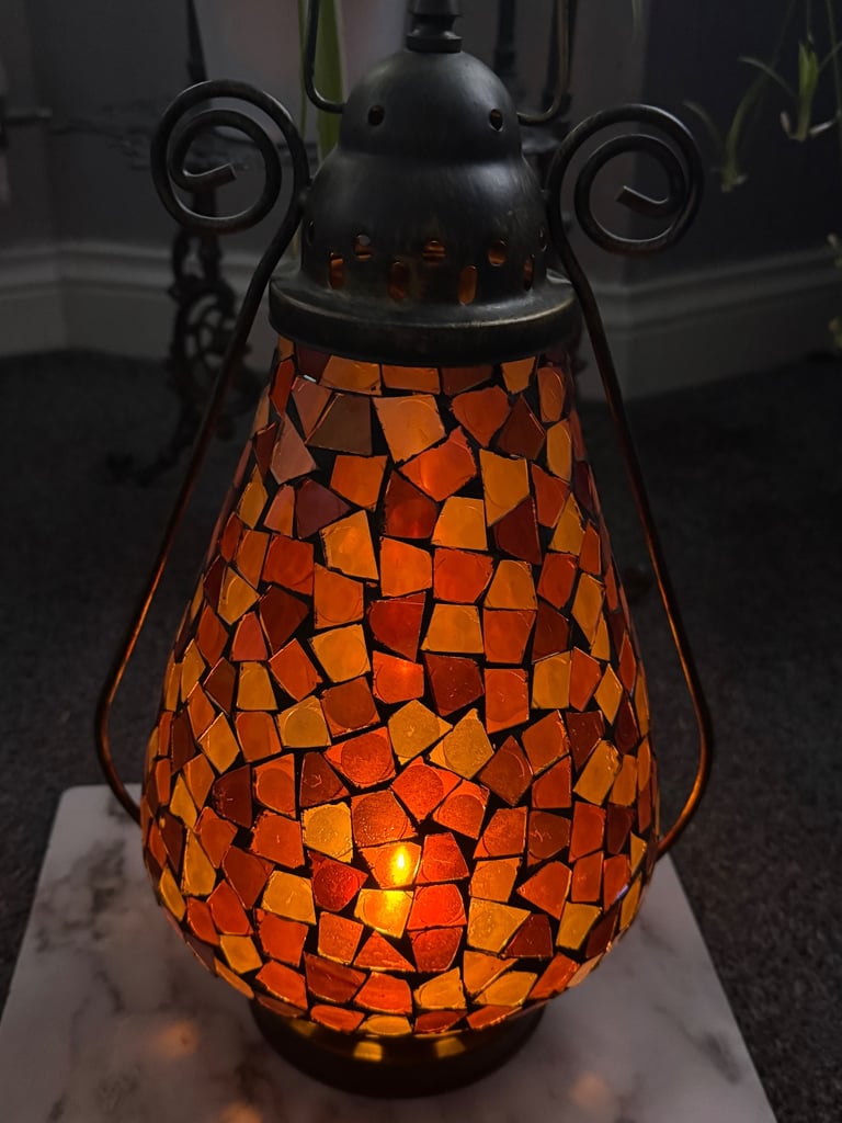 Mosaic glass and metal candle Lantern