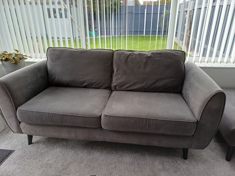DFS 3 Seater Sofa and Foot Stool, Grey